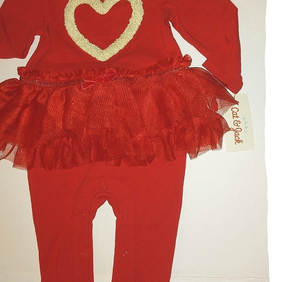 NWT☆CAT & JACK☆Baby Girl Wowzer Red Long Sleeve Heart Romper outfit - Picture 5 of 12